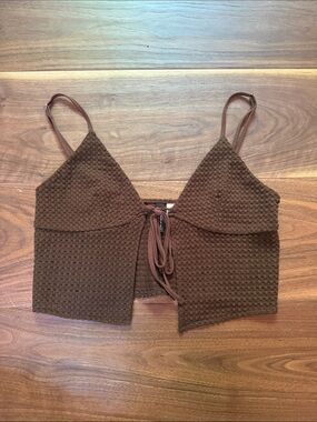 H&M Brown Knit Lace-Up Crop Top